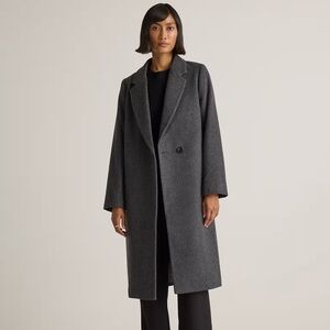 Quince Italian Wool Classic Single-Breasted Coat W Small Dark Gray